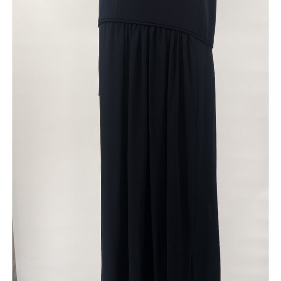 Adrianna Papell Chiffon One Shoulder Maxi Dress Gown Pleated Navy Blue 14 - Picture 11 of 14
